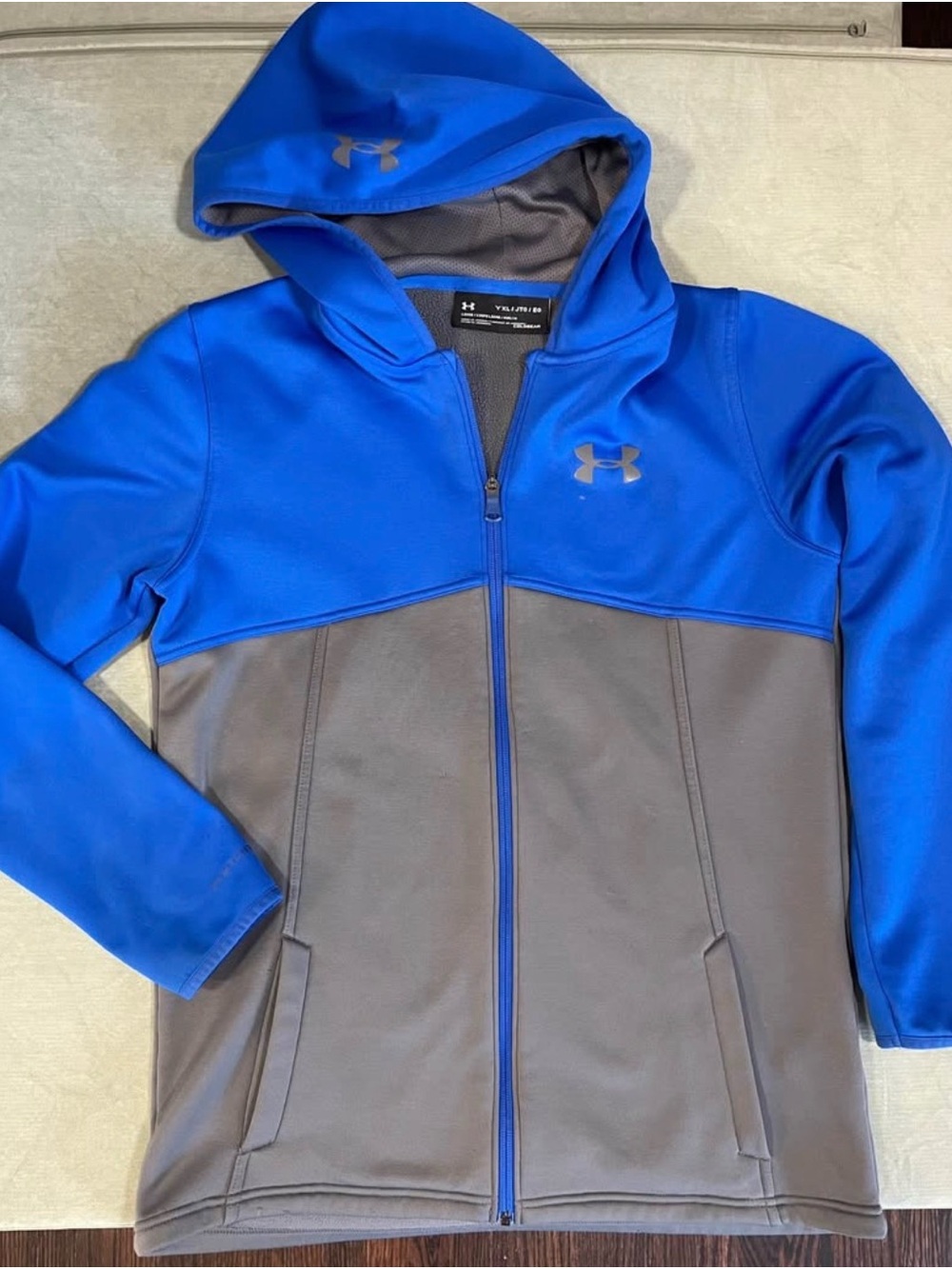 Under Armour Blue and Gray Full-Zip Hooded Jacket for Kids